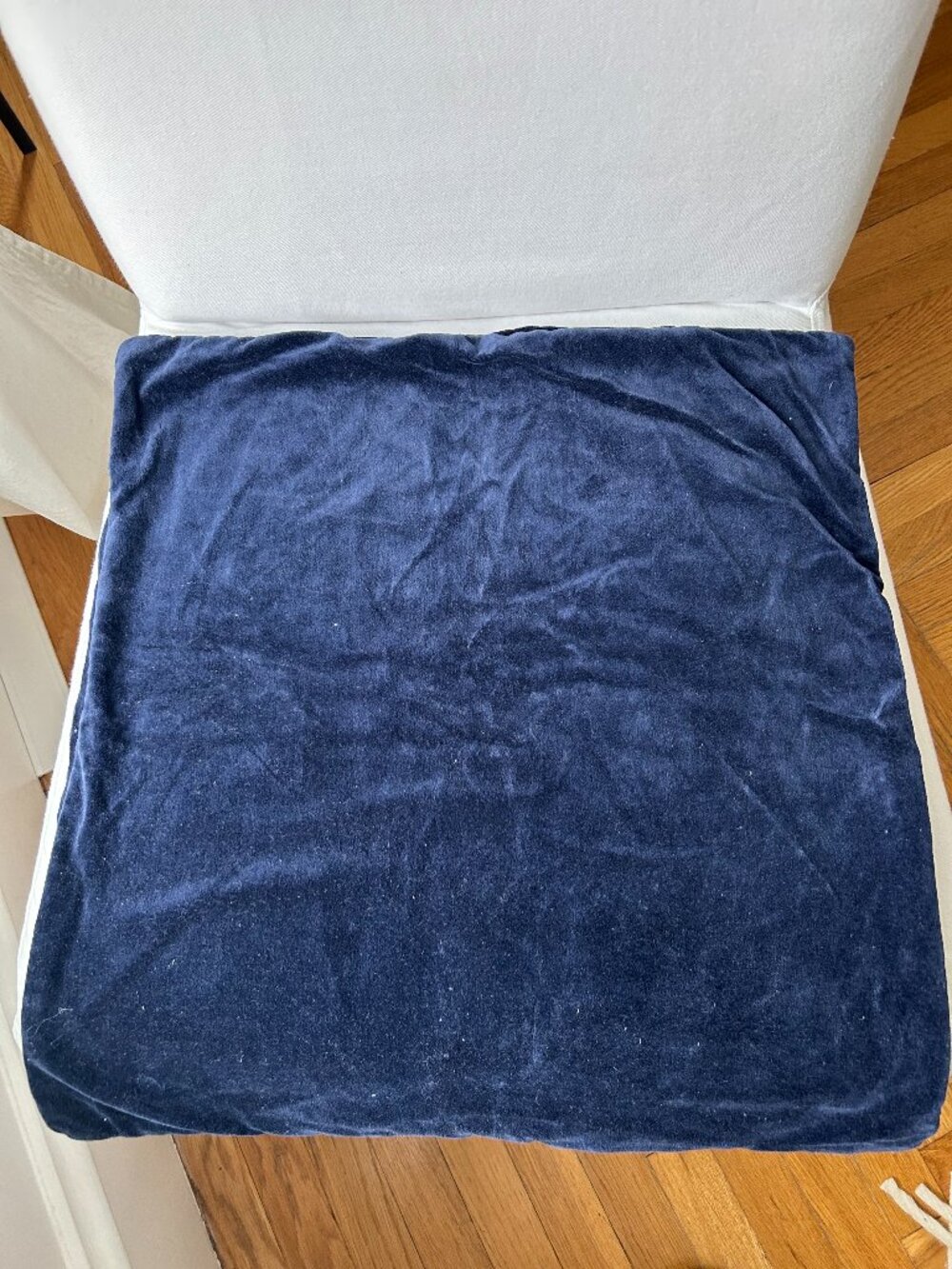 Quince Three (3) Navy Blue Velour Pillow Covers 20 X 20